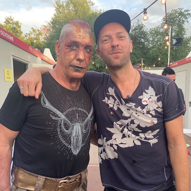 Till Lindemann with Coldplay singer Chris Martin (Right) in July 2019