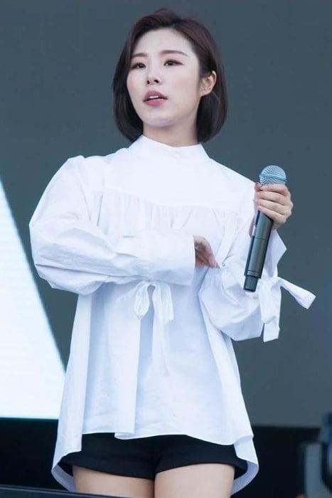 Wheein as seen in a picture taken during an event in September 2017