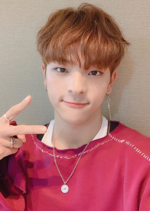 Woojin as seen while taking a selfie in July 2019