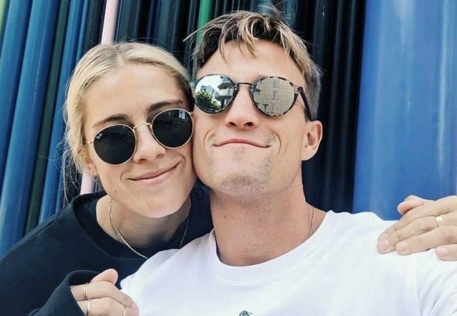 Abby Dahlkemper and Aaron Schoenfeld in a selfie in June 2019