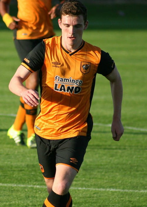 Andrew Robertson during a match as seen in June 2015