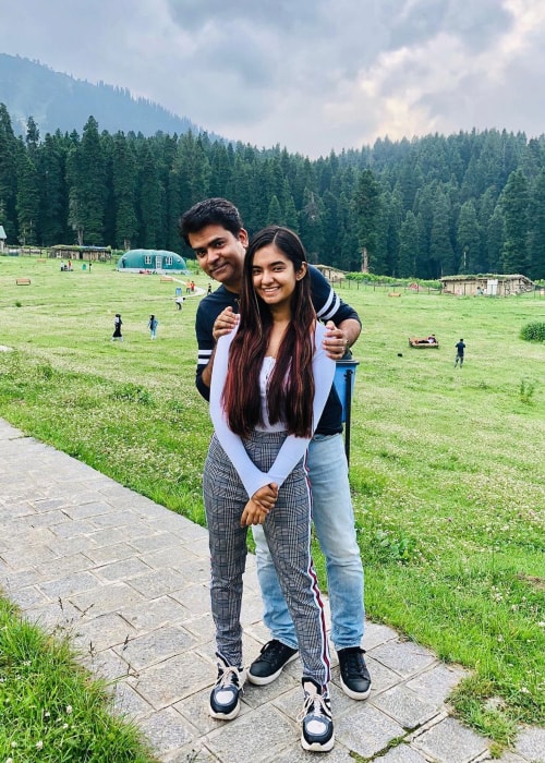 Anushka Sen as seen in a picture taken with her father Anirban Sen July 2019