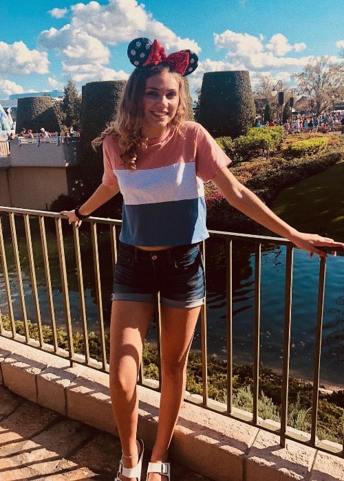 Ariana Lee Bonfiglio as seen while posing for a picture at Disney's Magic Kingdom in Orlando, Orange County, Florida, United States in 2019