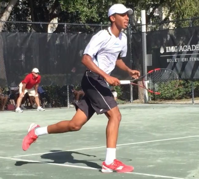 Félix Auger-Aliassime during a match as seen in January 2016