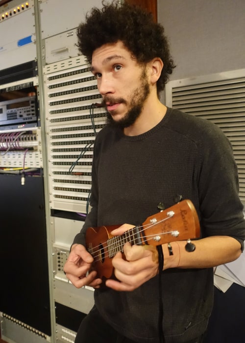 Joel Fry as seen in a picture taken during rehearsals for Radio 4's live interactive drama 'Hashtag Love' at BBC Cardiff on 14 February 2017