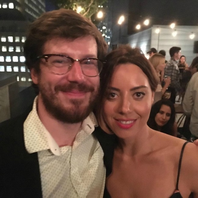 John Gallagher Jr. and Aubrey Plaza as seen in August 2017