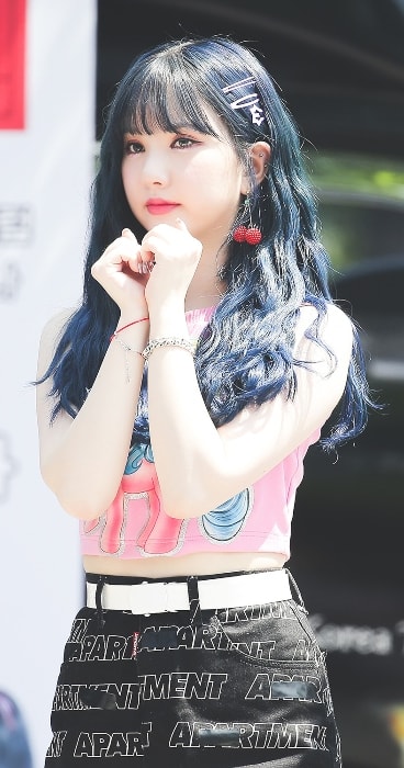 Jung Eun-bi (Eunha) as seen while posing for a picture during an event in July 2018