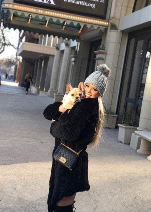 Kaylyn Slevin with her dog as seen in December 2018