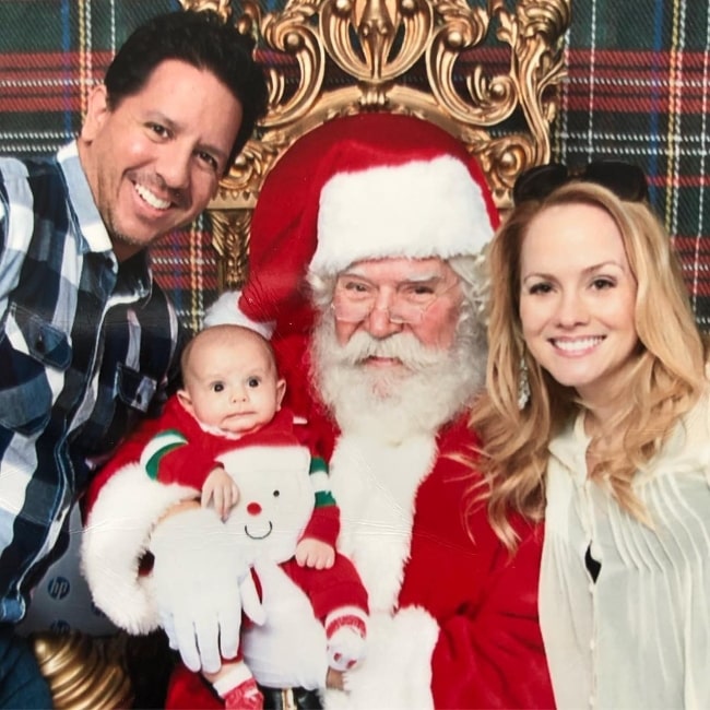Kelly Stables as seen while posing for a Christmas picture with her family in Los Angeles, California, United States