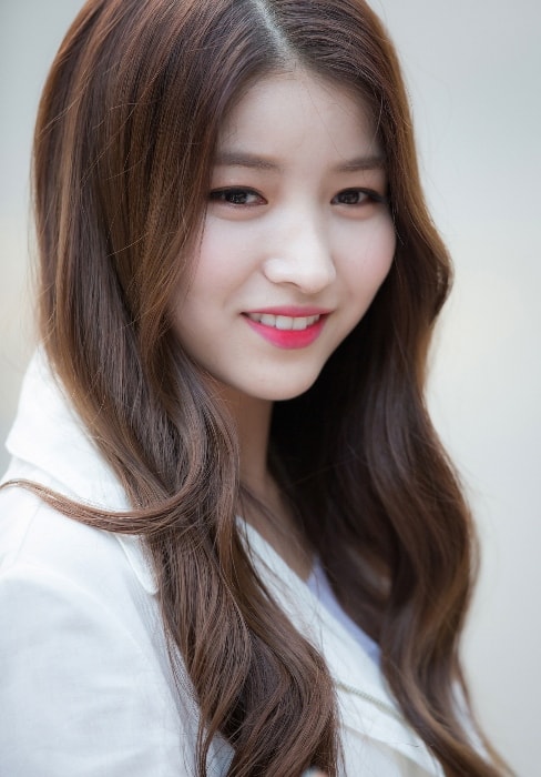 Kim So-jung (Sowon) as seen while smiling in a picture in June 2017