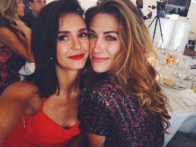 Perry Mattfeld (Right) as seen while posing for a selfie along with Canadian actress Nina Dobrev in July 2018