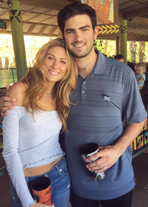 Perry Mattfeld as seen while posing for a picture alongside Andrew Wright at San Diego Zoo Safari Park in San Diego, California, United States in May 2017