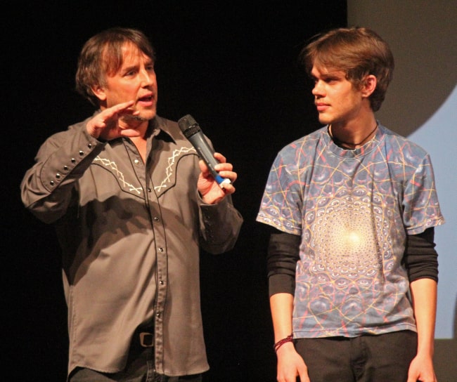 Richard Linklater and Ellar Coltrane in January 2013