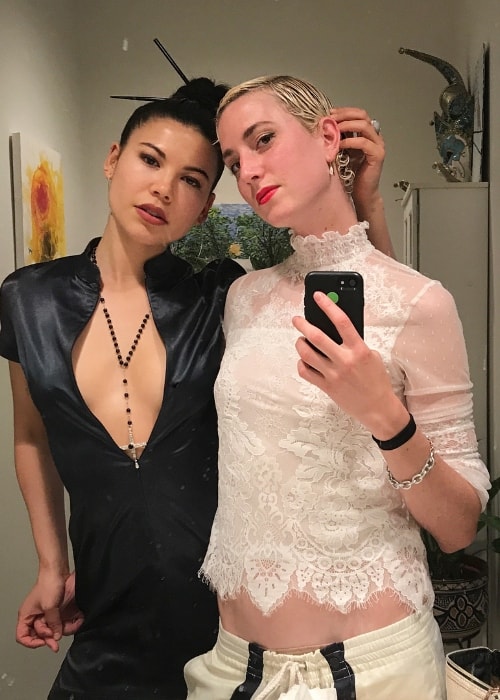 Sea Shimooka (Left) as seen while posing for a mirror selfie along with Marlis in May 2018