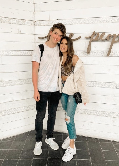 Victoria Bachlet as seen while posing for the camera alongside Joey Klaasen in Los Angeles, California, United States in July 2019