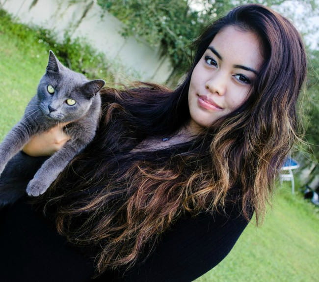 Zane Rima with her cat as seen in September 2018