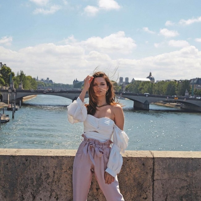 Afra Saraçoğlu as seen while posing for the camera in Paris, France in 2019
