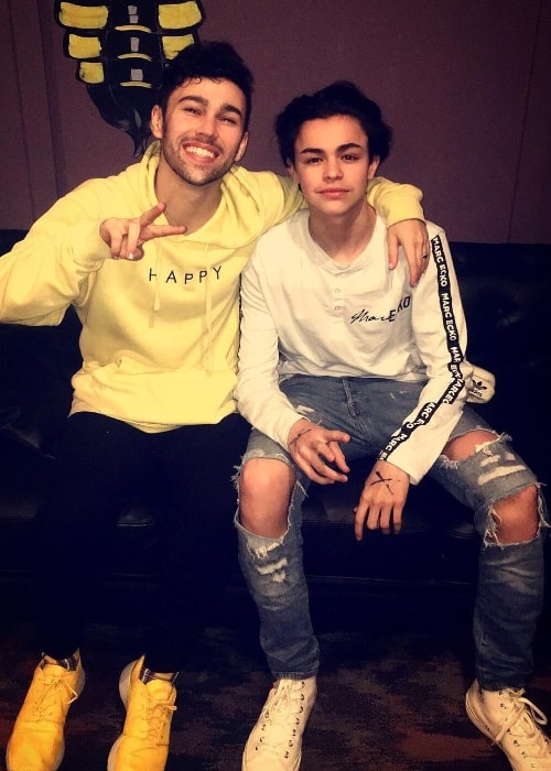 Alessio Scalzotto (Right) as seen while posing for a picture along with singer, songwriter, and actor, Max Schneider, in April 2019