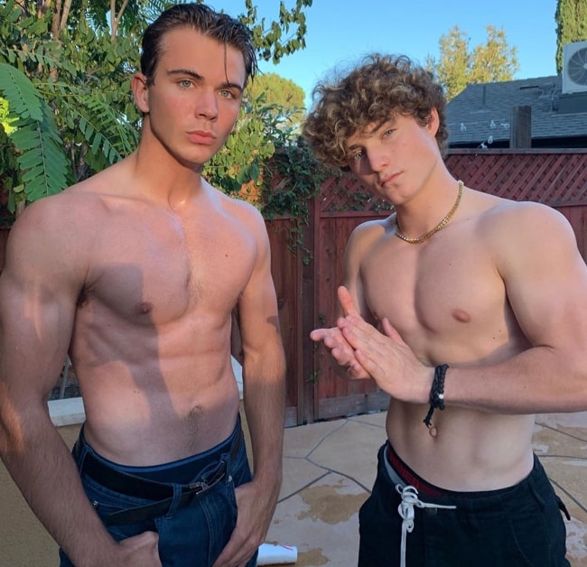 Alex Whitehouse (Left) as seen while posing for the camera along with Rex Michael Campbell in Los Angeles, California, United States in September 2019