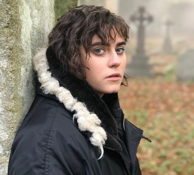 Ally Ioannides as seen while posing for a picture at Powerscourt Estate & Gardens in Enniskerry, County Wicklow, Ireland in January 2018