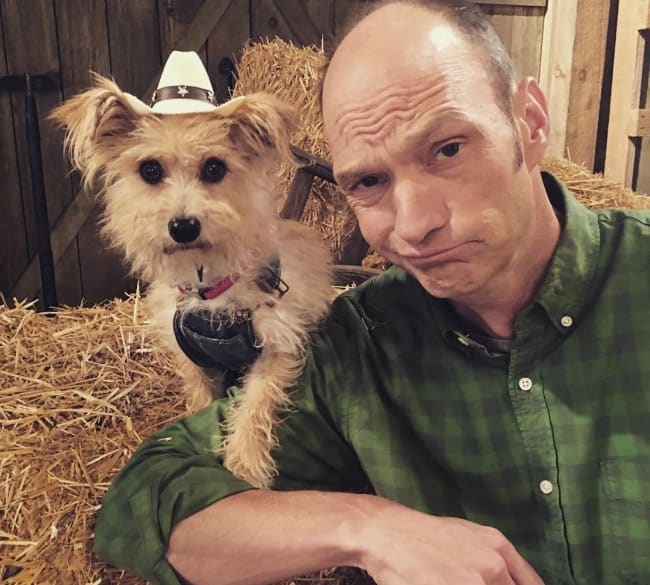 Brian Stepanek with his dog as seen in July 2017