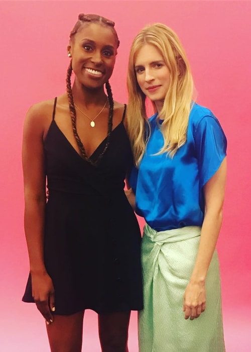 Brit Marling as seen in a picture with writer, producer, and web series creator Issa Rae in September 2017