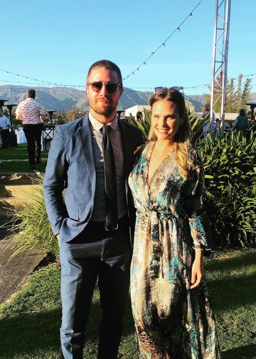 Cassandra Jean as seen while posing for the camera alongside Stephen Amell in Santa Barbara, Santa Barbara County, California, United States in March 2019