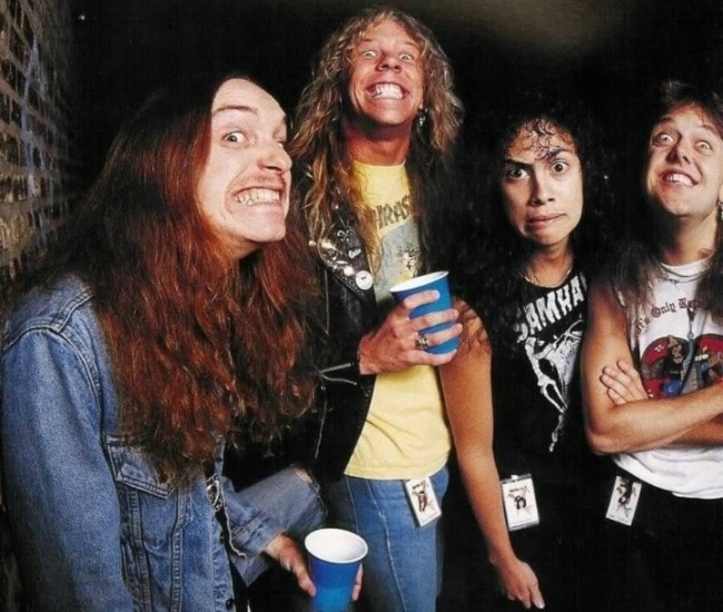 Cliff Burton (Left) with his bandmates