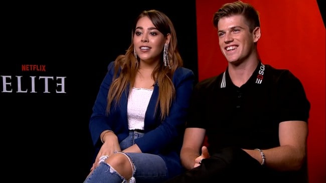 Danna Paola and Miguel Bernardeau during an interview in September 2018