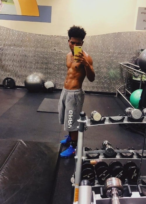 Deshae Frost as seen while taking a shirtless mirror selfie to record his progress in the gym in January 2019