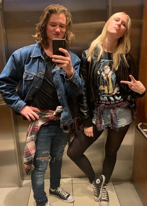 Dylan Playfair as seen while taking a mirror selfie along with Jen Araki in Coachella, California, United States in April 2019