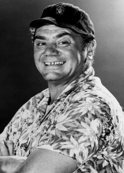 Ernest Borgnine as seen while smiling for the camera as Commander McHale from the television program 'McHale's Navy' in November 1962