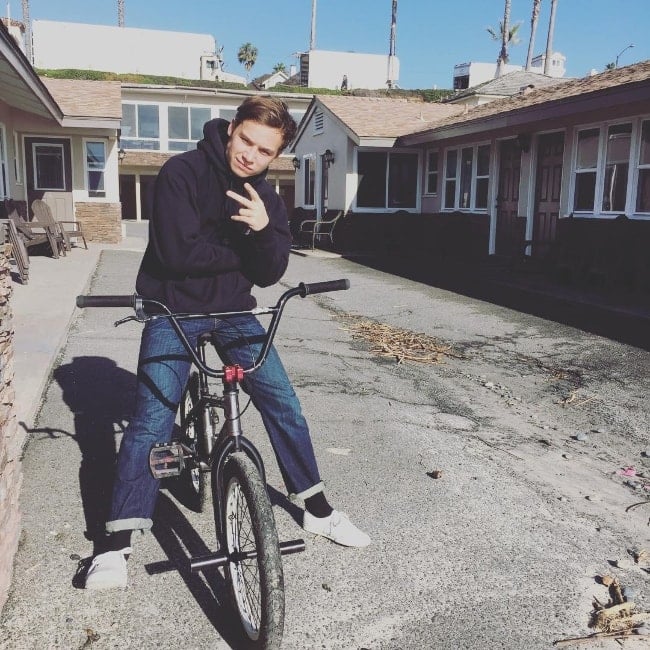 Finn Cole as seen while posing for a picture in Oceanside, San Diego County, California, United States in January 2017