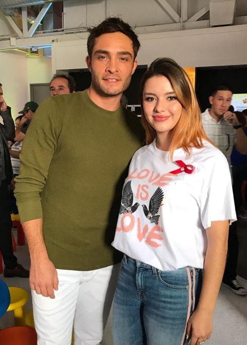 Fátima Ptacek as seen in a picture taken with actor Ed Westwick in February 2019