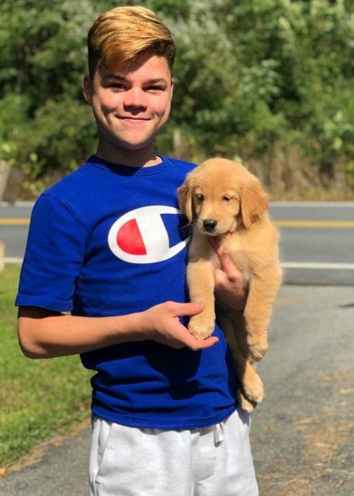 Jack Doherty with his dog as seen in August 2019