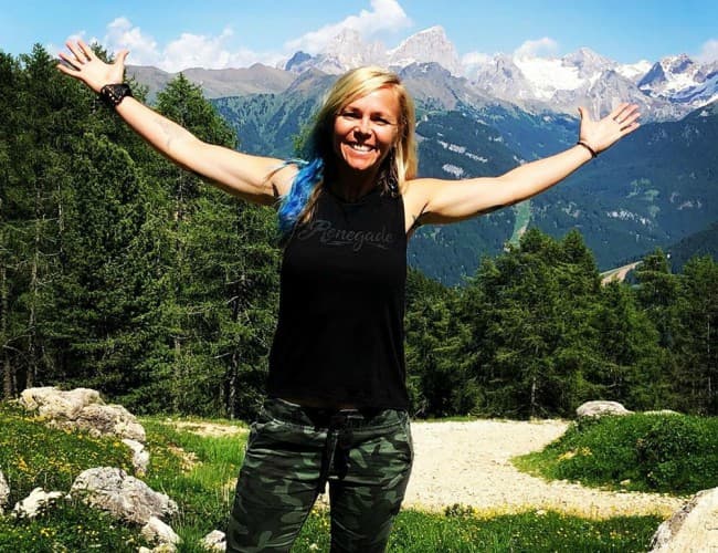 Jessi Combs at Selva di Val Gardena in June 2019