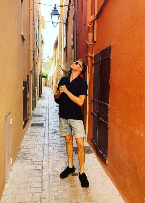 Josh Dylan as seen while posing for the camera in June 2019 in Saint-Tropez, a town on the French Riviera, located in Provence-Alpes-Côte d'Azur region of Occitania, Southern France
