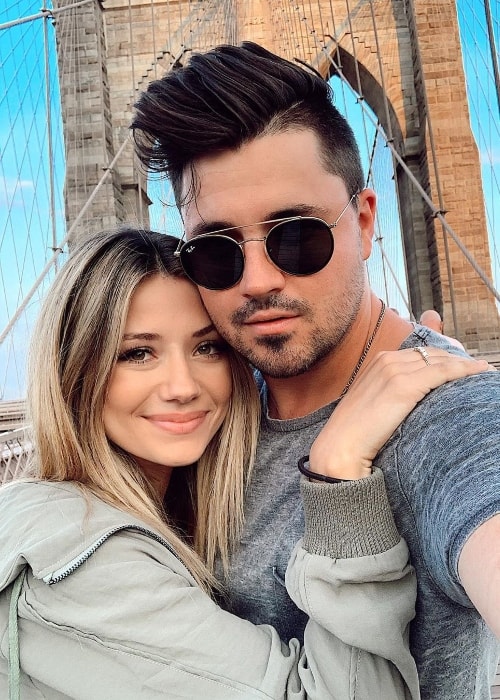 Kyler Fisher as seen while taking a selfie along with wife Madison Nicole Fisher in Los Angeles, California, United States in July 2019