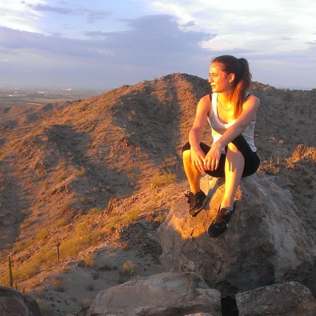 Lara Gilchrist as seen while posing for the camera after scaling a peak in August 2014