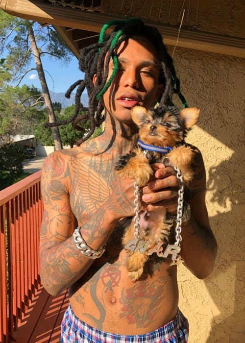 Lil Gnar with his dog as seen in May 2019