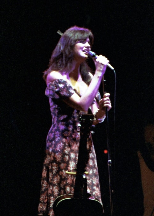 Linda Ronstadt as seen while performing at a concert in UT Arlington (also known as the University of Texas at Arlington) in August 1977