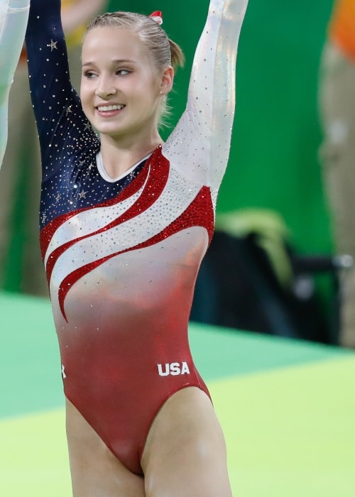 Madison Kocian as seen in a picture taken during her victory lap at the 2016 Rio De Janeiro Olympics