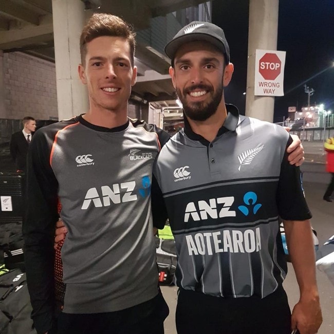 Mitchell Santner with his friend as seen in February 2019