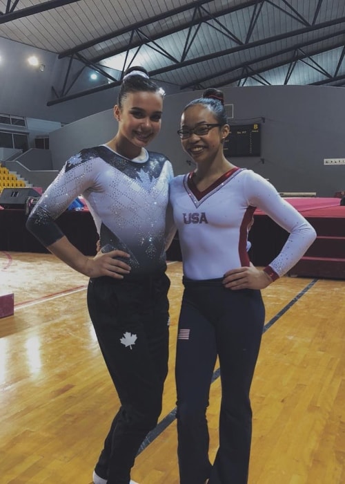 Morgan Hurd (Right) as seen while posing for a picture alongside Brooklyn Moors in Doha, Qatar in November 2018
