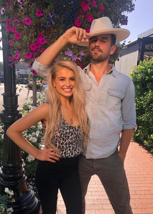 Nick Viall as seen while posing for a picture along with Demi Burnett in September 2019