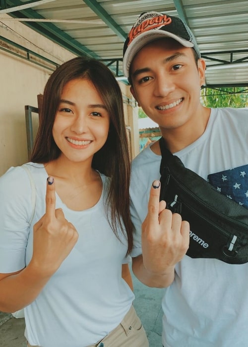 Sanya Lopez as seen while posing for a picture alongside her brother, Jak Roberto, showing their inked fingers after voting in May 2019