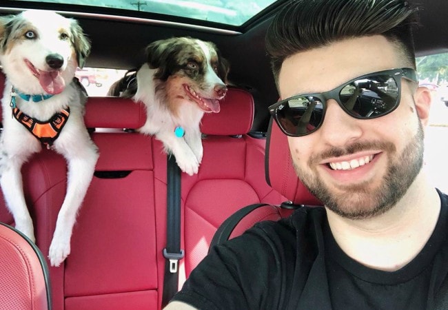 SypherPK in a selfie with his dogs as seen in July 2019