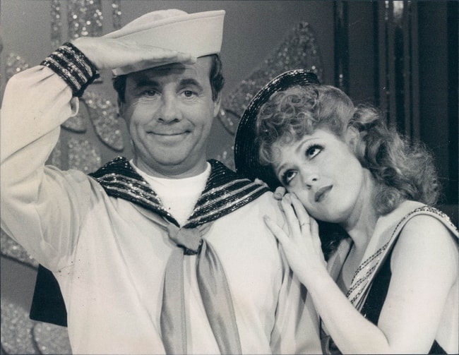 Tim Conway as seen in a picture alongside actress and singer, Bernadette Peters, on the 'Tim Conway Show' in 1977