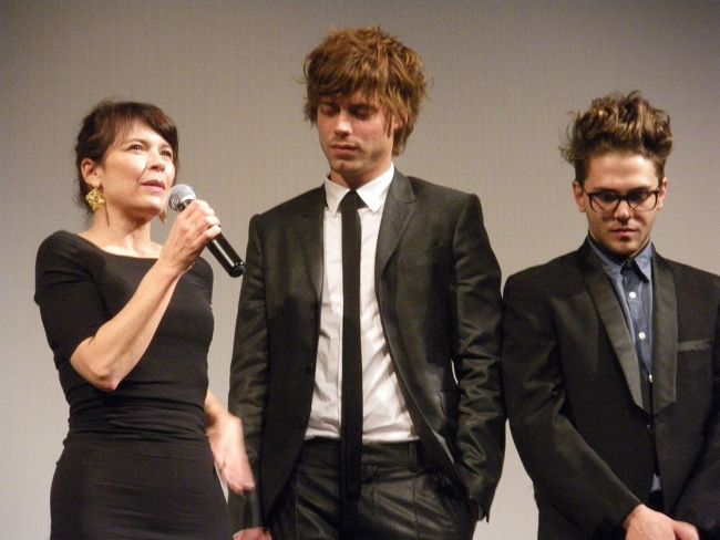 Actors Anne Dorval and François Arnaud with Xavier Dolan (far right) during the screening of I Killed My Mother at the Toronto International Film Festival in 2009
