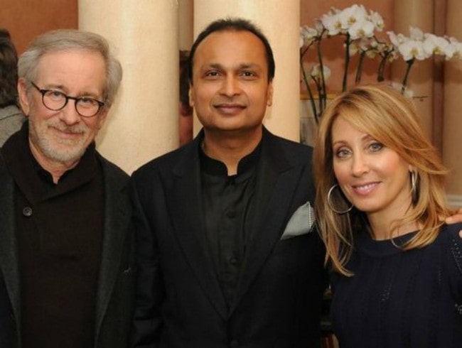 Anil Ambani (Center) and Steven Spielberg (Left) as seen in February 2013